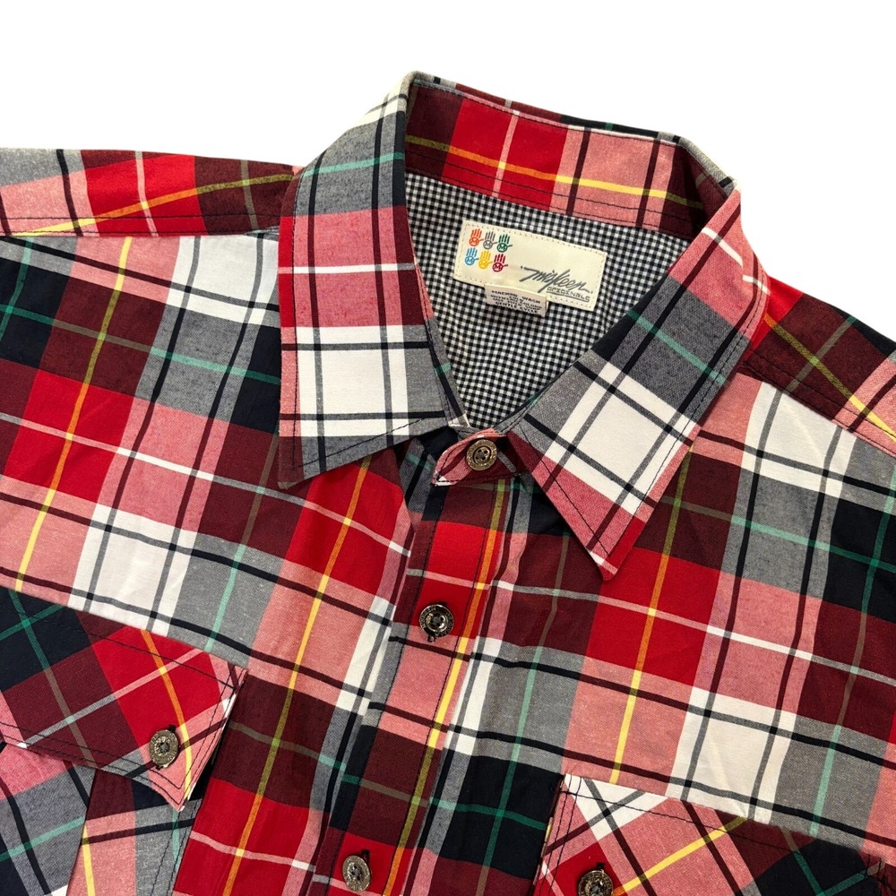MISKEEN ORIGINALS Button Up Shirt Mens XL Red Plaid Short Sleeve Cotton Blend